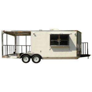 CONCESSION TRAILER 8.5’X20′ WHITE – BBQ SMOKER FOOD CONCESSION